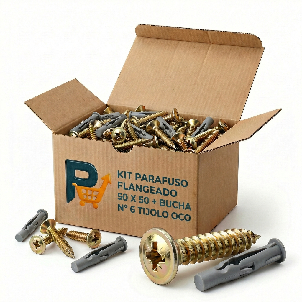 Parafuso Chipboard Flangeado 5,0x50 Bucha 6mm Bloco (200pçs) | Shopee ...