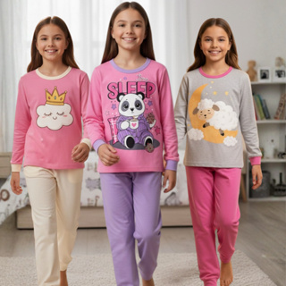 Kit Pijama 100% Algodão Manina | Roupa Dormi Juvenil Inverno | Pijama Infantil 1 ao 14 anos em Oferta na Shopee