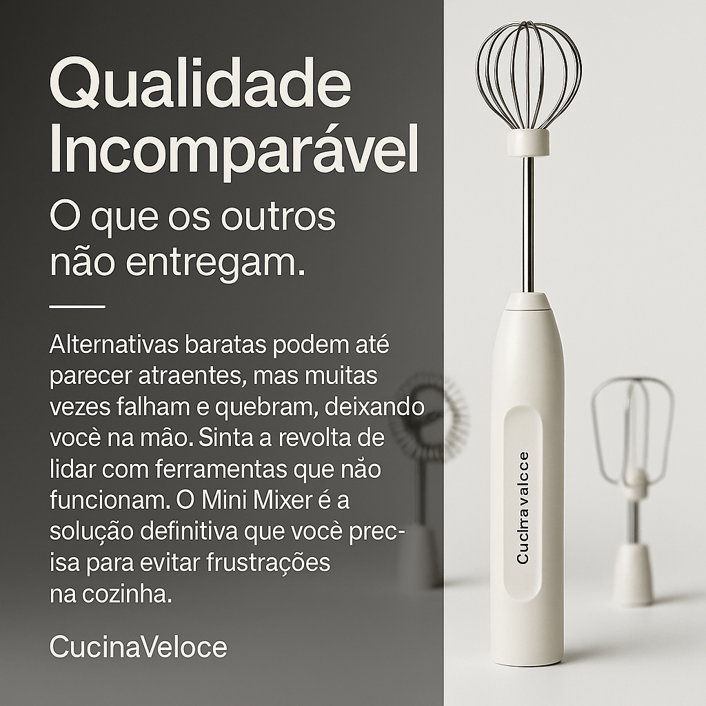 Mini Mixer Elétrico Bivolt Branco Portátil para Cozinha
