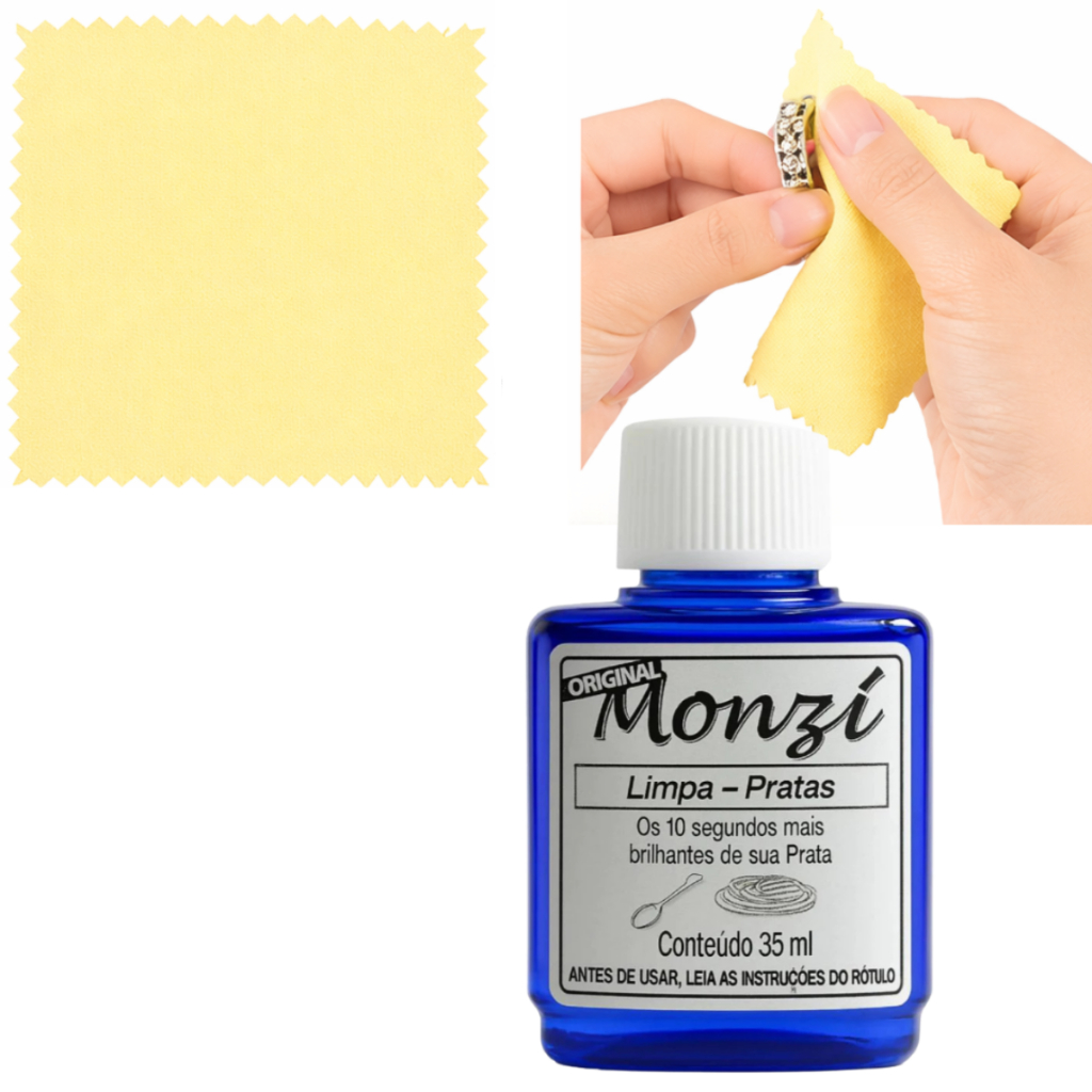 Limpa Prata monzi original frasco 35ml mini flanela polidora | Shopee ...