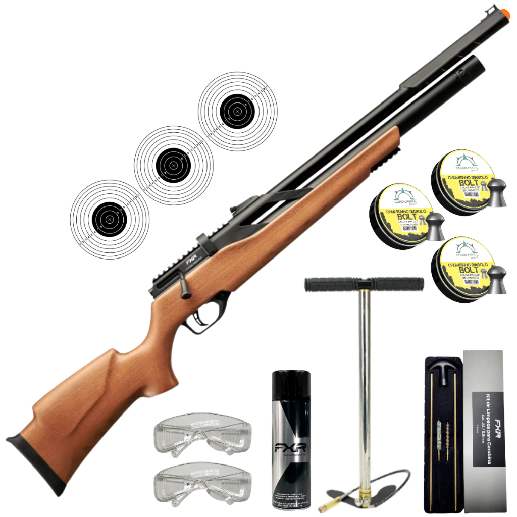 COMBOS CARABINA DE PRESSÃO FIXXAR T REX PCP WOOD 5,5MM + 375 CHUMBINHOS ...