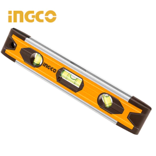 Nível Torpedo Magnético INGCO 225mm Compacto com 3 Bolhas Alumínio HMSL01030