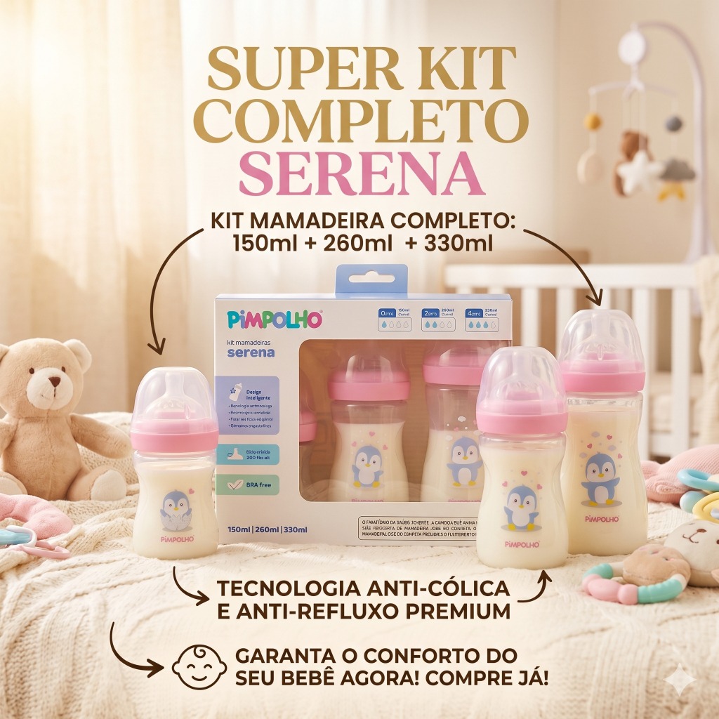Kit 3 Mamadeira Para Bebê Anti Cólica e Anti Refluxo 150/260/330 ML ...