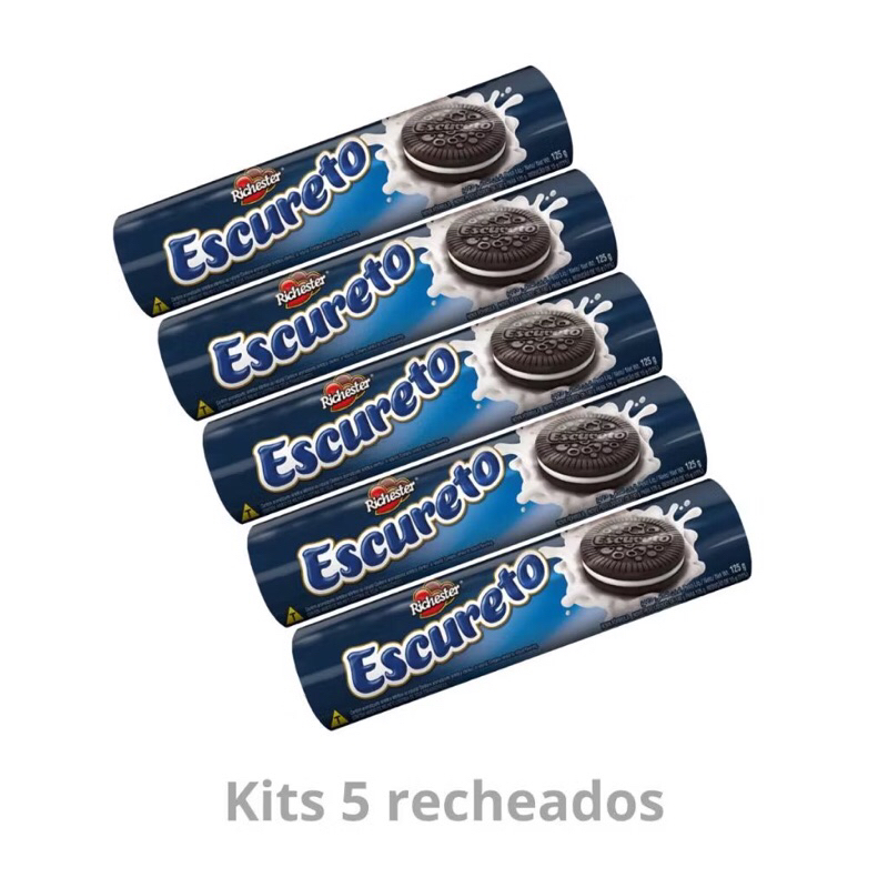 Kit Com 5 Biscoitos Recheados Escureto Richester 125g | Shopee Brasil