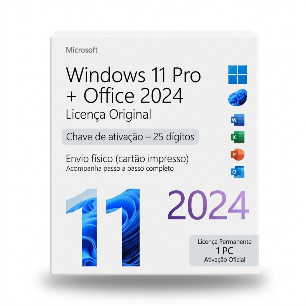 Windows 11 Pro + Office 2024 1-PC Licença Permanente – Chave