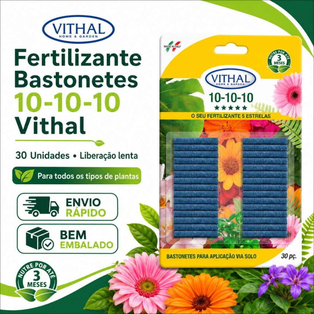Fertilizante Para Plantas NPK 10-10-10 Vithal Bastonete Adubo Para ...