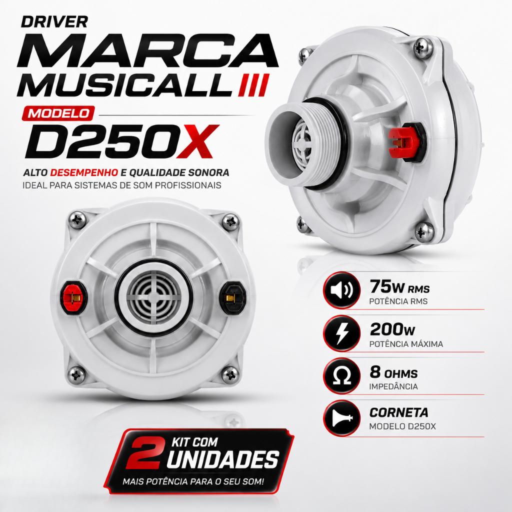 Kit 2 Driver Similar D250x Musicall Para corneta Rosca Barata Para