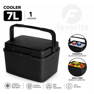 Caixa Cooler Térmica Preta 7L Com Alça Ideal Para Bebida, Alimentos e Etc - TOY 26017