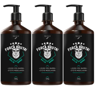 Kit 3 Balm Força Bruta Barba Forte Saudável e Bem Alinhada Uso Diário