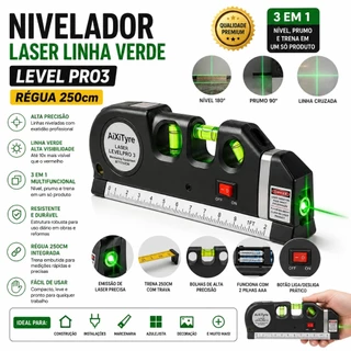 Nivelador Laser Linha Verde Level Pro3 Régua 250cm Nível Leiser Lazer