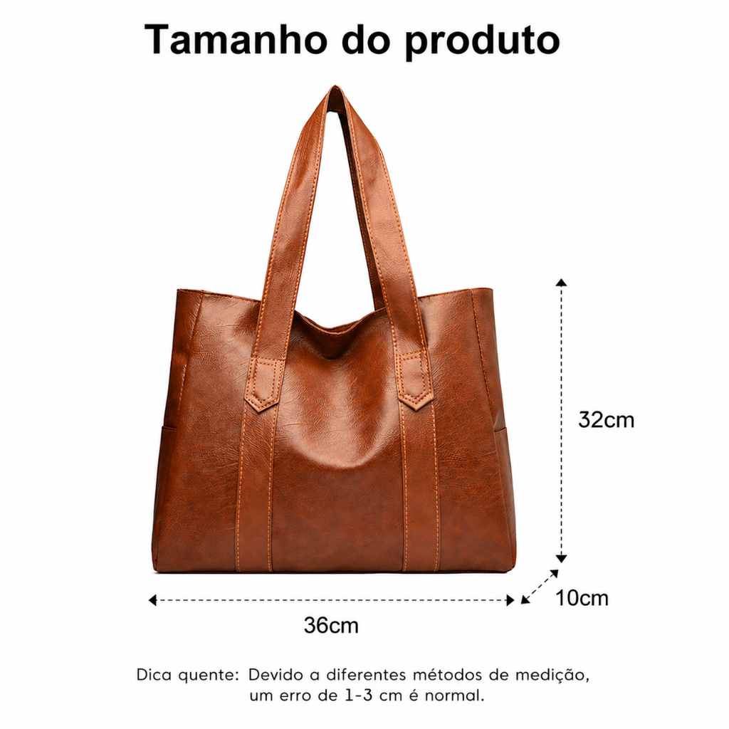 Imagem do produto Bolsa Feminina Couro PU Vintage Grande Capacidade Tote Bag Ombro Shopper Elegante Para Trabalho Faculdade e Passeio 4