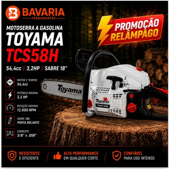 Motosserra Toyama TCS58H 54,4cc 3,2HP Sabre 18 Gasolina | Shopee