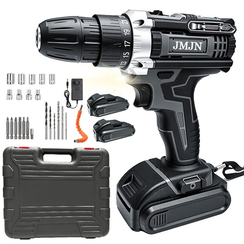 ふ JMJN Parafusadeira Furadeira De Impacto Sem Fio 48V 2 Baterias Com