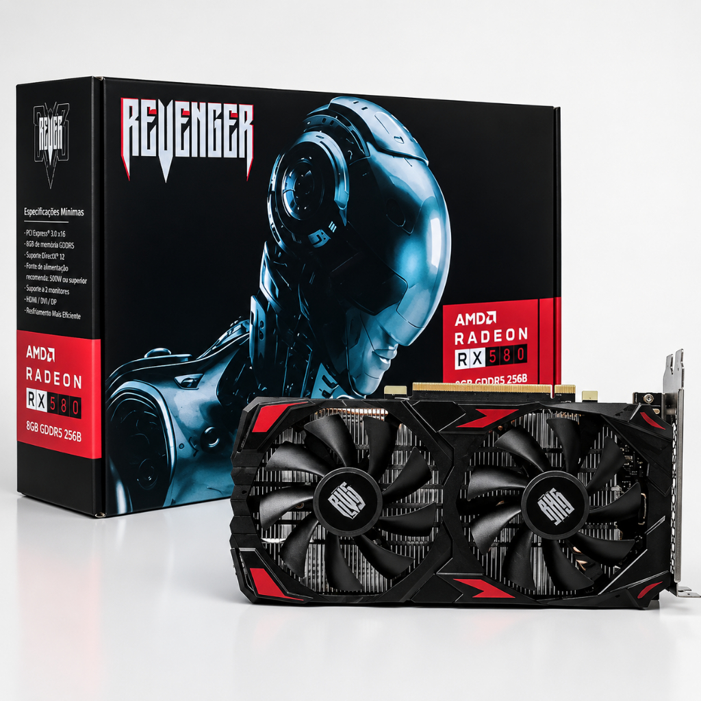 Placa De Vídeo Gamer AMD RADEON Rx 580 8GB GDDR5 HDMI/DP x2 8