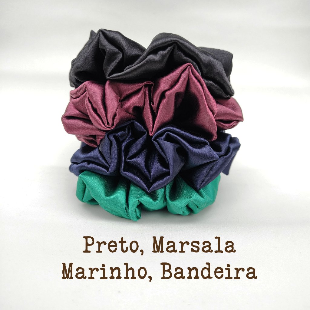 Kit com 4 Scrunchie/Xuxa/Amarrador de Cabelo de Cetim Anti frizz