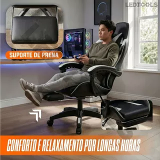 Cadeira Gamer Giratória Ergonômica Reclinável com Apoio de Pés para Jogos e Trabalho