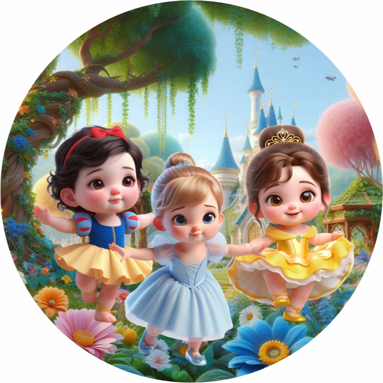 Capa Painel Festas princesas baby Sublimado Redondo c/Elástico Veste ...