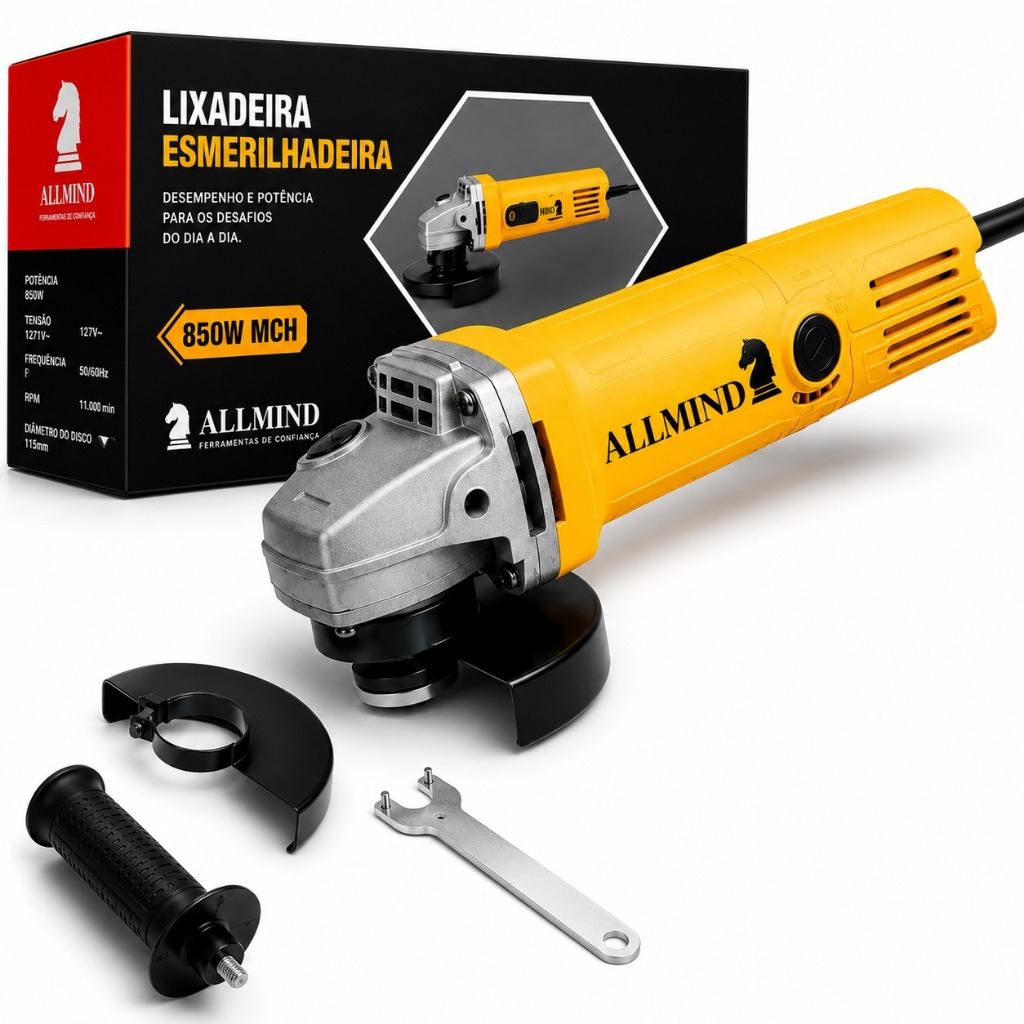 Esmerilhadeira Politriz Lixadeira Esmerilhadeira Corte E Polimento 850w Profissional Com Acessorios