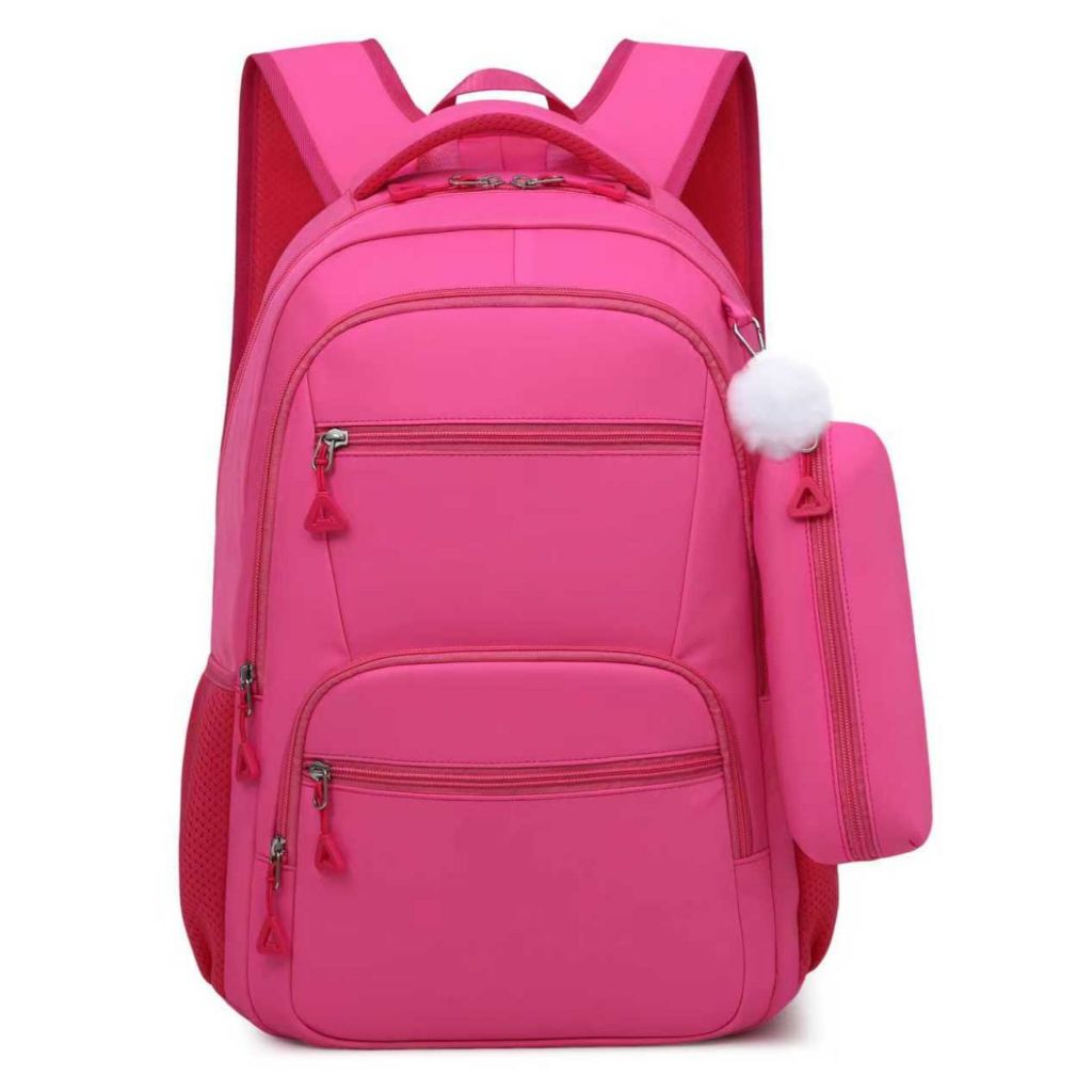 Mochila Com Pelúcia Urso e Estojo Feminina Masculino Escolar Passeio Coreano Grande Capacidade Impermeável