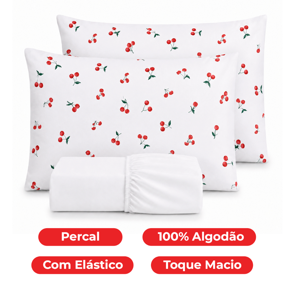 Kit Lençol Fronha Estampada 100% Algodão Percal Cama Casal Queen Solteiro Com Elástico
