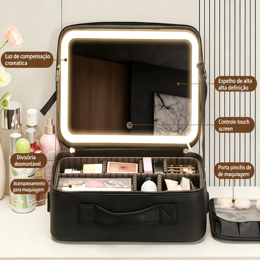 Kit 2 Malas de Viagem – 10 e 23 Kg, Padrão ANAC, Cadeado com Senha, Apoio Lateral e Rodas 360° -Emborrachadas