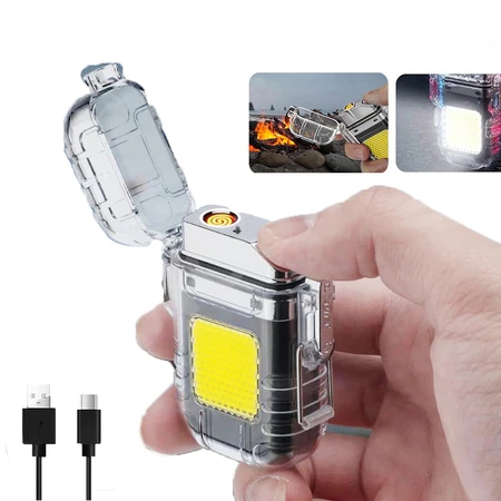 Isqueiro Elétrico LED Recarregável USB Compacto Seguro Não Queima Design Ergonômico Leve