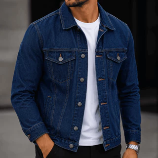 Jaqueta Jeans Masculina Clássica Cintura Ajustada Casual Garantindo Toque Moderno Elegante P - GG