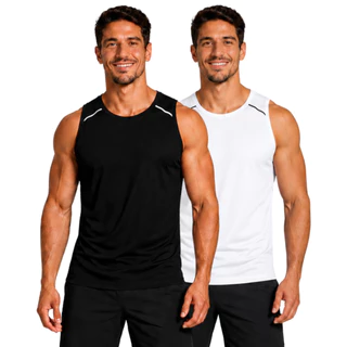 Kit 2 Camisa Dry Fit Regatas Masculina Alta Qualidade Slim Esportiva