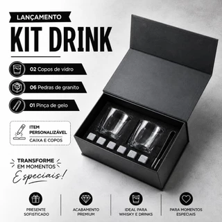 Kit Whisky Premium Presente Padrinhos Casamento Gravados a Laser Com 2 Copos Pedras Gelo Reutilizável