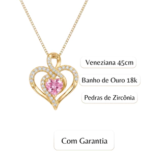 Presente Para Filha C Cartão Colar Coração Banhado Ouro 18k Banhado a Ouro
