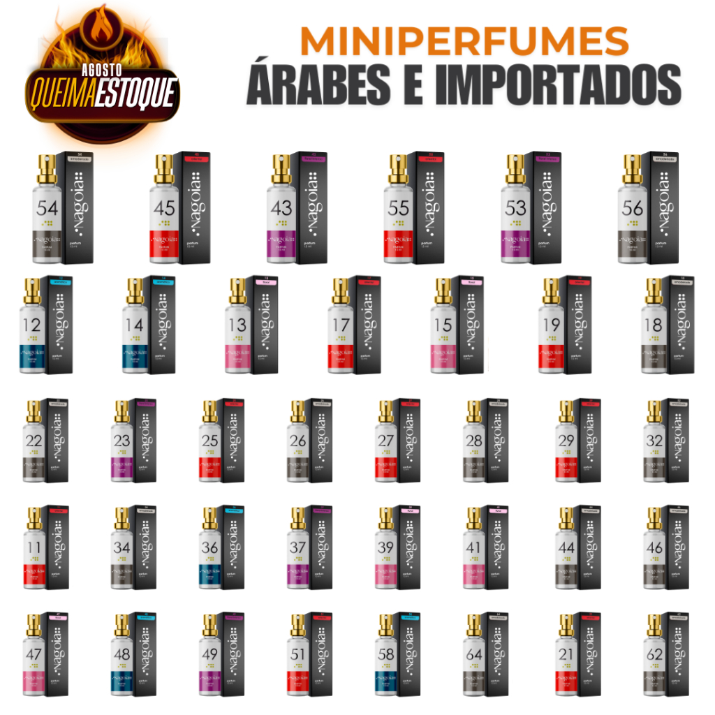 🔥  Perfume Importado e Árabe Masculino e Feminino de 15 ml - ALTA FIXAÇÃO - Inspirações da Nagoia