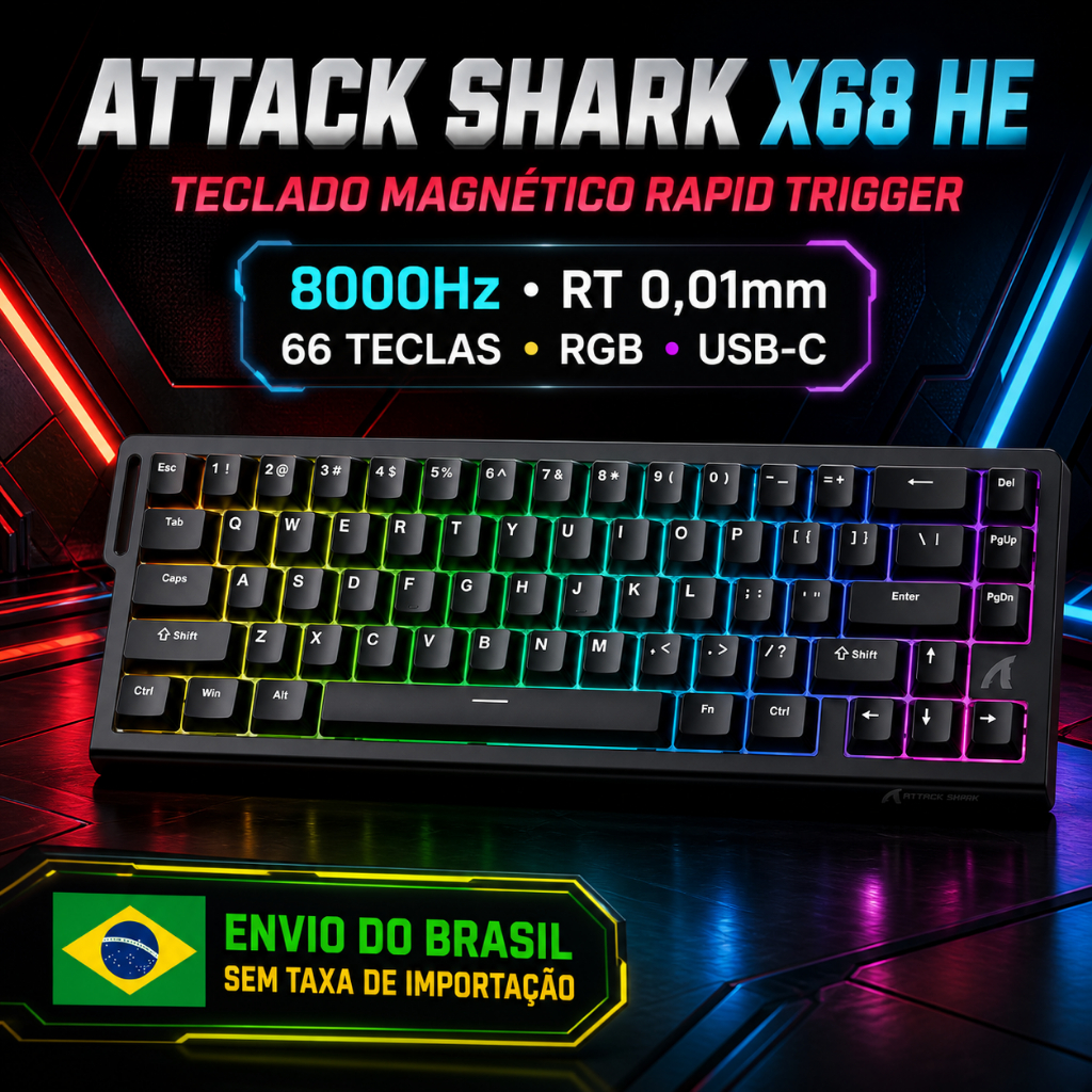 Teclado Gamer Magnético ATTACK SHARK X68HE Hall Effect Rapid