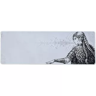 Mousepad Gamer Kalkan Solail Ext Lite Branco Speed 900x300x3mm Bordas Costuradas Base Emborrachada KLK00105