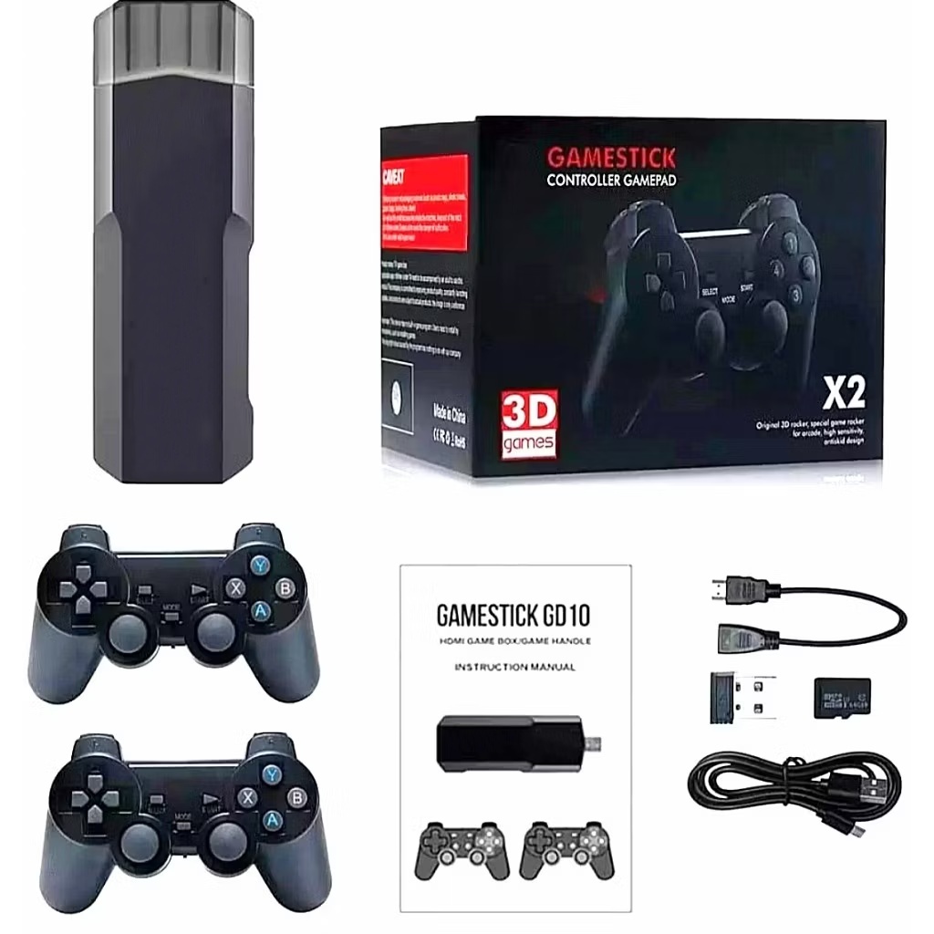 Game Stick 4K Plus GD10 Game Stick X2 64GB + de 30 Mil Jogos Classicos ...