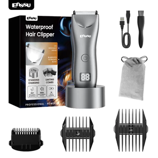 Aparador Corporal Masculino IPX7 Lâmina Cerâmica LED Recarregável Barba Corpo Axila Virilha 6000RPM Bivolt