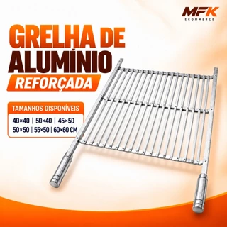 Grelha para Churrasco Alumínio Reforçada 40 45 50 55 60cm Cabo Alumínio Churrasqueira Carne Linguiça