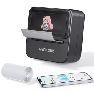 Mecolour Impressora Térmica de Etiquetas Bluetooth USB Branca Portátil com 1 Rolo