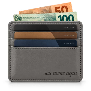 Porta Cartões PERSONALIZADO Slim Couro PU CNH Logo Nome Iniciais