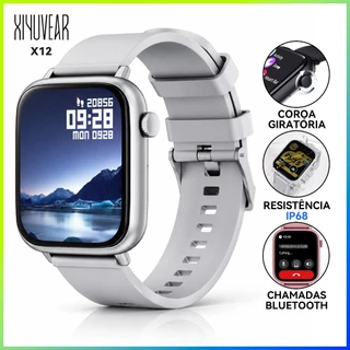 Smartwatch XiYuVear X12 IP68 Chamadas Bluetooth Tela TFT 1,83" 20 Modos Esportivos Monitor Cardíaco Sono Android iOS