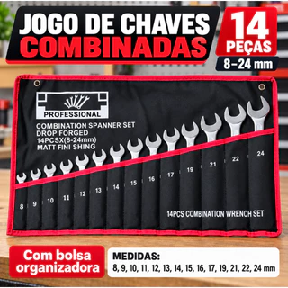 Jogo Chave Combinada Boca Estrela 14 Peças Profissional