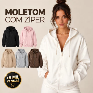 MOLETOM ZIPER FLANELADO UNISSEX COM CAPUZ BOLSO CANGURU