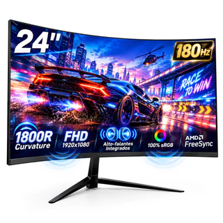 Monitor Curva Gamer 24/27" FHD 180Hz IPS, 1ms Alto-falante Integrado, USB-C, HDMI, DP