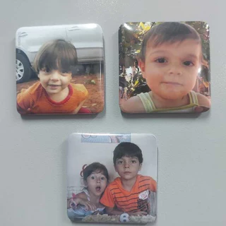 Kit 10 Bottons Ímã de Geladeira Personalizados com Foto (5x5 cm)