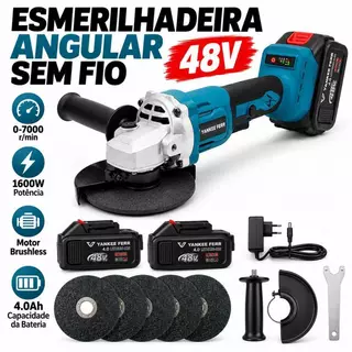 Esmerilhadeira Angular 115mm 48V Brushless 1600W 2 Baterias 4.0Ah Sem Fio Corte Lixa Desbaste
