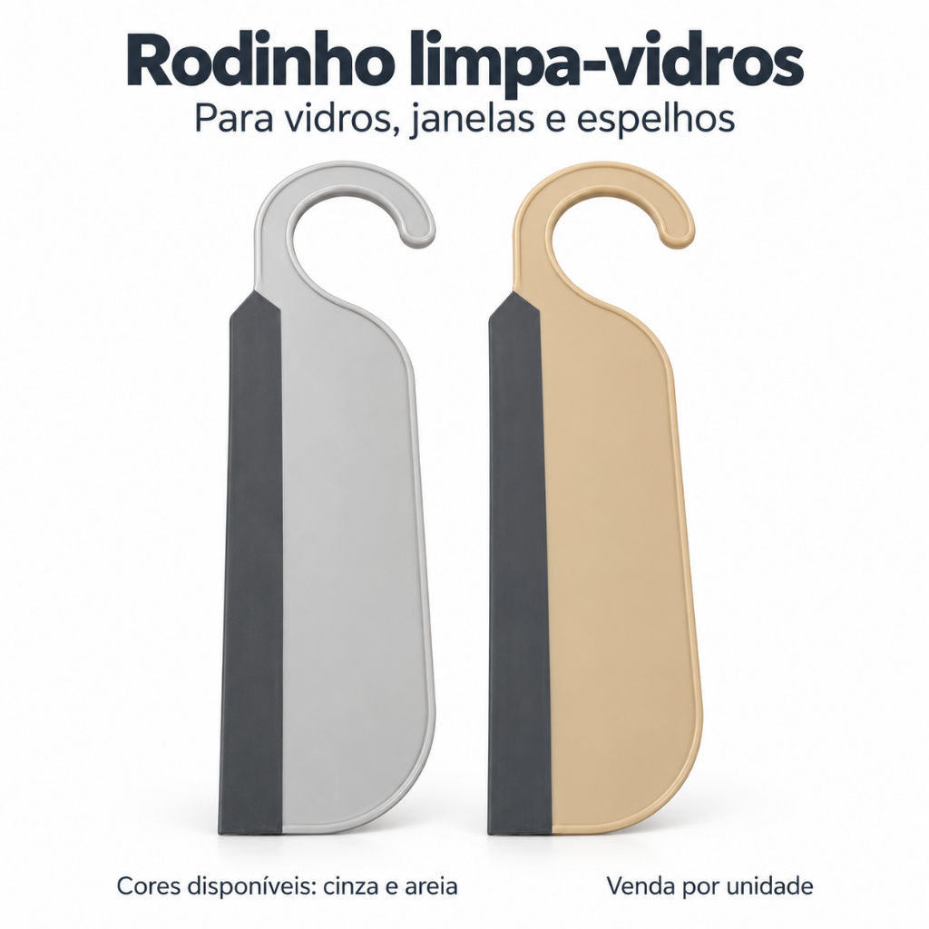 Rodinho Limpa Vidro Box Janela Espelho com Alça Plasútil Cinza