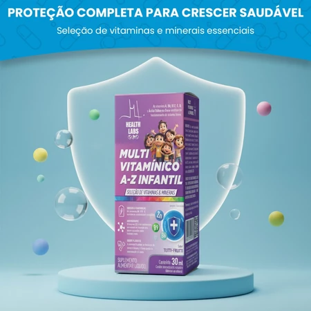 Multivitamínico Infantil A Z Health Labs 30ml Vitamina para Criança 1 a 8 Anos com Zinco