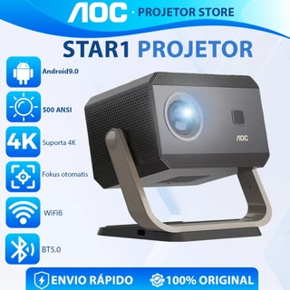 AOC Projetor 4K Smart Android 9 Ultra HD Wifi Bluetooth Espelhamento Celular LED Home Theater