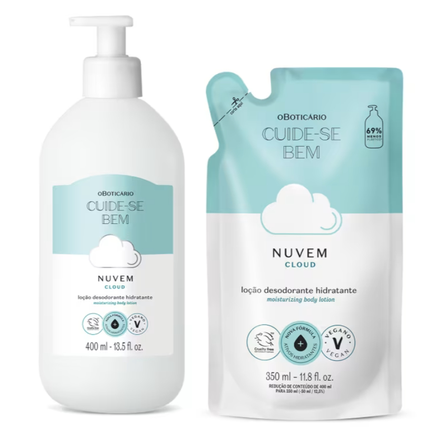 Combo Cuide-se Bem Nuvem: Loção Corporal 400ml + Refil 350ml em Oferta na Shopee