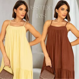 Vestido Longo feminino  Com Alça Regulável Confortável em Oferta na Shopee