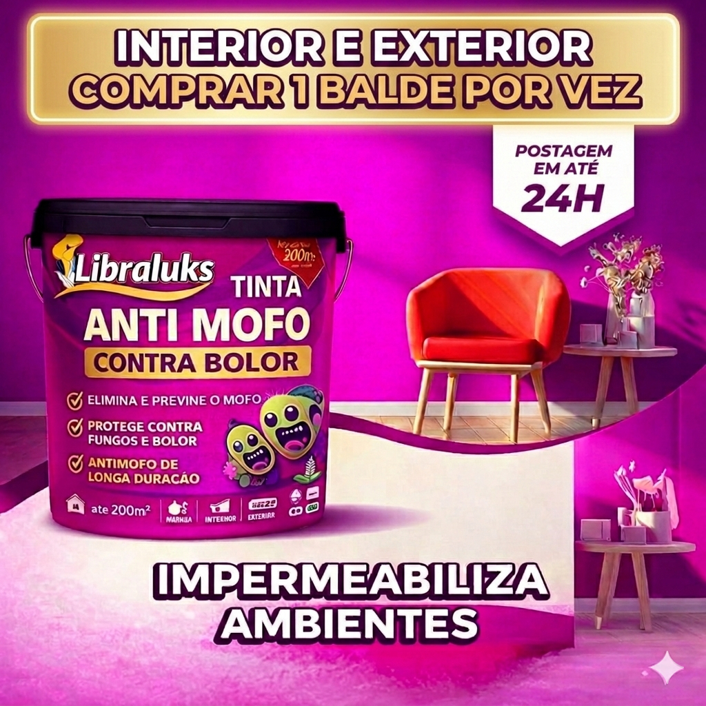 TINTA ANTI MOFO 18L /4KG LAVAVEL PREMIUM EXTERNO E INTERNO CONTRA BOLOR ...